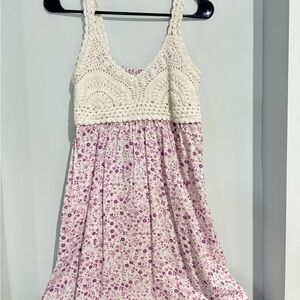 Floral Kids Dress with Crochet Top